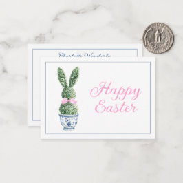 Blue and White Chinoiserie With Rabbit Topiary Anteckningskort