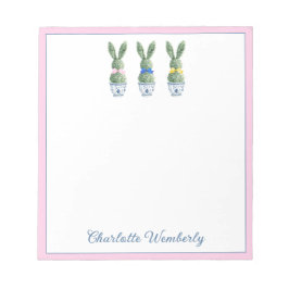 Blue and White Chinoiserie With Rabbits Topiary Anteckningsblock