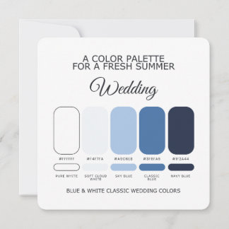 Blue and White Classic Wedding Color Palette Card Inbjudningar