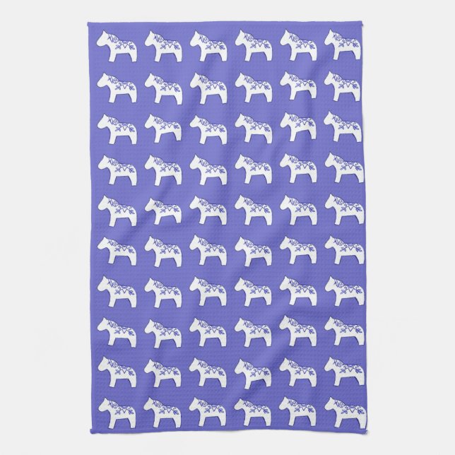 Blue and White Dala Horse Kitchen towel Kökshandduk (Vertikal)