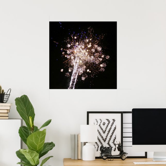 Blue and White Fireworks Poster (Hemmakontoret)