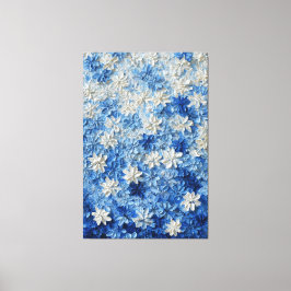 Blue and White Floral Abstract Wall Art Canvastryck