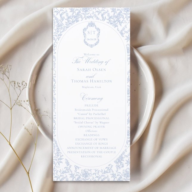 Blue and White Floral Chinoiserie Wedding Program (Skapare uppladdad)