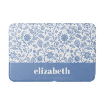 Blue and White Floral Custom Name Botanical Modern