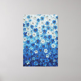 Blue and White Floral Gradient Abstract Wall Art Canvastryck