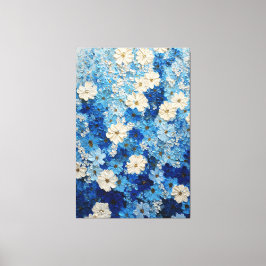 Blue and White Floral Gradient Abstract Wall Art Canvastryck