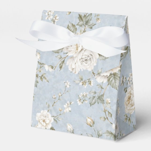 Blue and White Floral Graduation Favor Box Presentaskar (Framsidan Sidan)