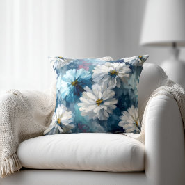 Blue and White Floral Kudde