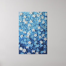 Blue and White Floral Textured Abstract Wall Art Canvastryck