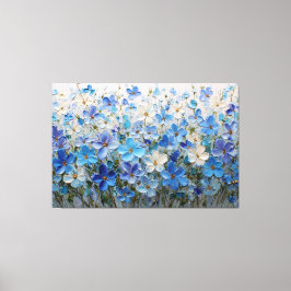 Blue and White Floral Textured Painting – Abstract Canvastryck