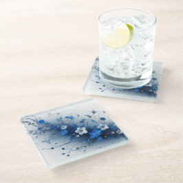 Blue and White Floral Vine Throw Pillow