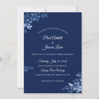 Blue and White Floral Wedding Invitation Inbjudningar