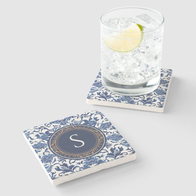 Blue and White Fransk Toile Chinoiserie Stenunderlägg (Sidan)