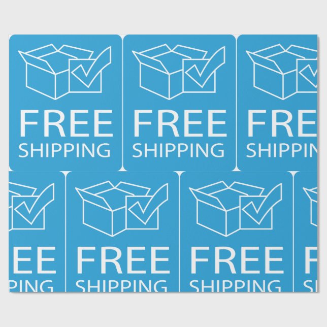Blue and White Free Shipping Icon Presentpapper (Platt)