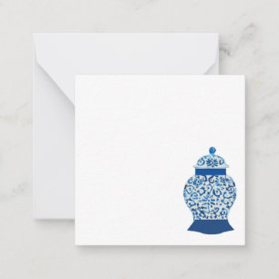 Blue and White Ginger Burk Anteckningskort