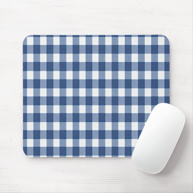 Blue and White Gingham Checked Musmatta (Med mus)