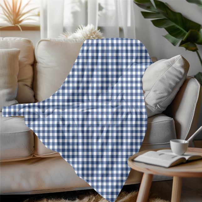 Blue and White Gingham Checkered Mysigt Stil Fleecefilt (Skapare uppladdad)