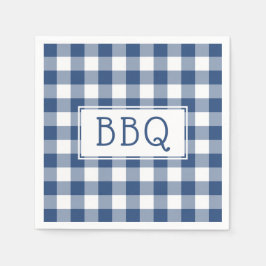 Blue and White Gingham Mönster BBQ Party Pappersservett