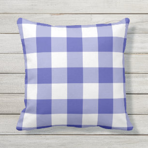 Blue and White Gingham Mönster Checkered Kudde