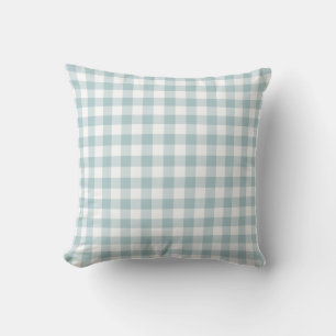 Blue and White Gingham Mönster Kudde