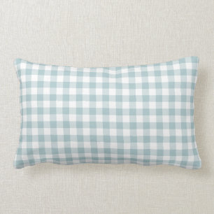 Blue and White Gingham Mönster Lumbarkudde
