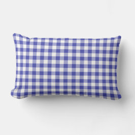 Blue and White Gingham Mönster Lumbarkudde