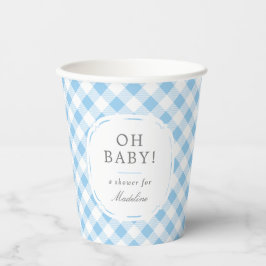 Blue and White Gingham Mönster Oh Pojke Shower