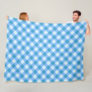 Blue and White Gingham Mönster Picnic Blanket Fleecefilt