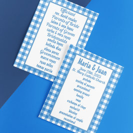 Blue and White Gingham Ram Bröllop Program