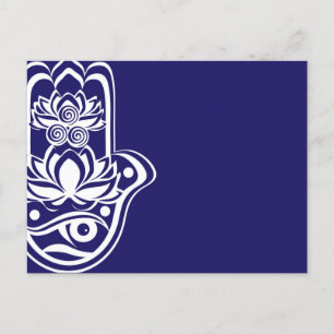 Blue and White Hamsa Helg Vykort