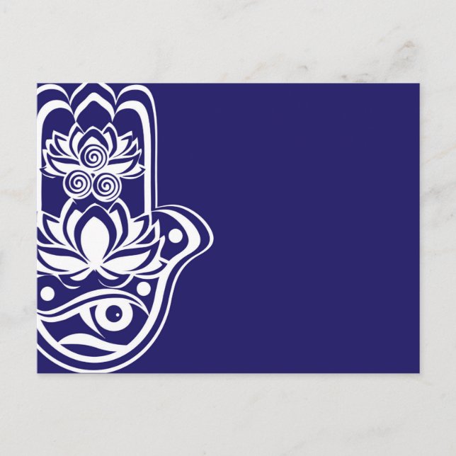 Blue and White Hamsa Helg Vykort (Framsida)