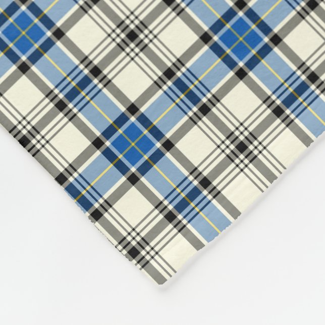 Blue and White Hannay Klan Tartan Fleecefilt (Hörn)