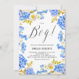 Blue and White Hydrangeas Det är en pojkvän-babysk Inbjudningar