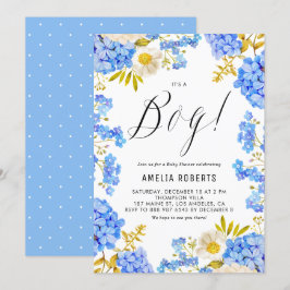Blue and White Hydrangeas Det är en pojkvän-babysk Inbjudningar