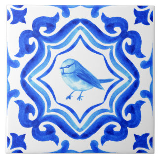 Blue and white Italian Hand Painted Mediterranean Kakelplatta