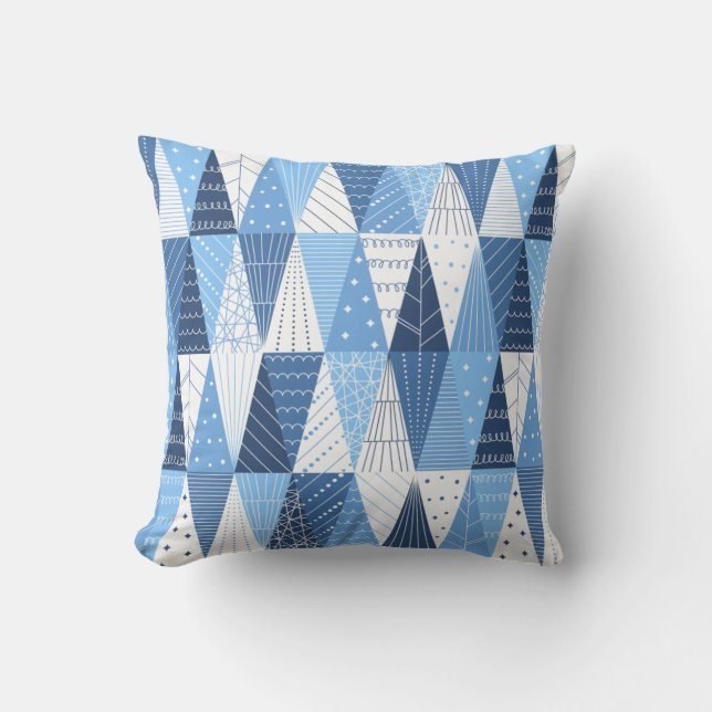 Blue and White Julgranar Kudde (Framsida)