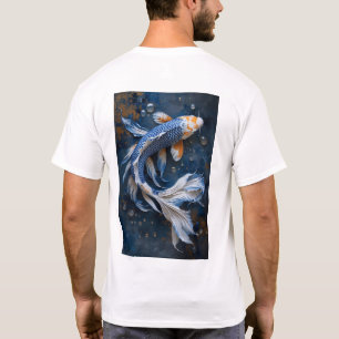 Blue and White Koi Fish Zen Pond T-Shirt