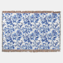 Blue and White Magnolias Toile de Jouy Filt