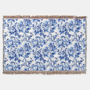 Blue and White Magnolias Toile de Jouy Filt