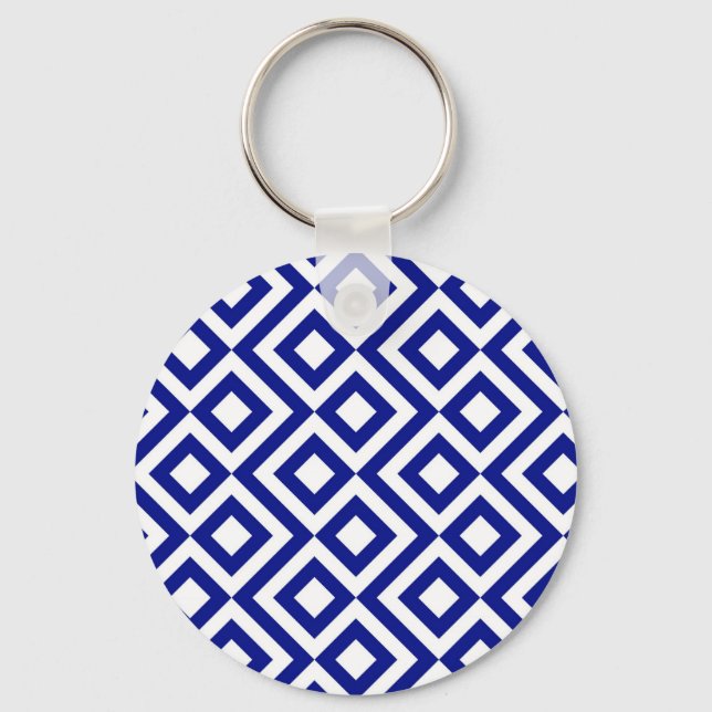 Blue and White Meander Nyckelring (Framsida)
