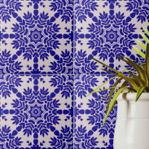 Blue and White Mediterranean Azulejo Portugisiska