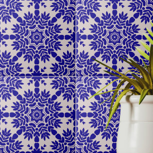 Blue and White Mediterranean Azulejo Portugisiska Kakelplatta