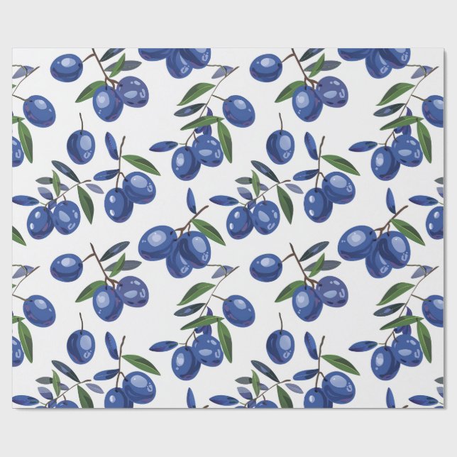 Blue and white Mediterranean Olives  Presentpapper (Platt)