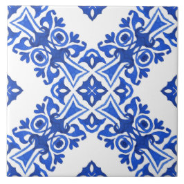 Blue and White Mediterranean Patterned Kakelplatta