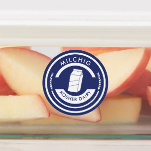 Blue and White Milchig Label Kosher Dairy Klistermärke