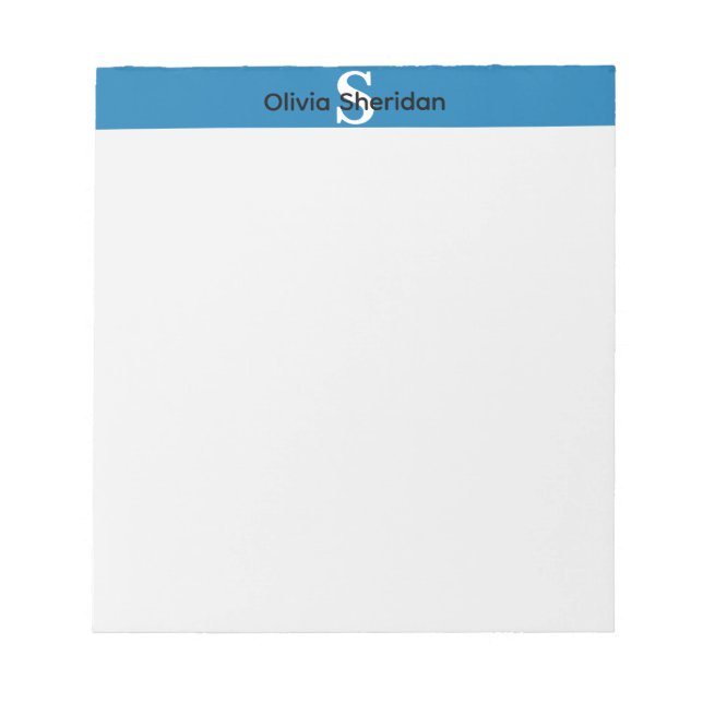 Blue and White Monogram Notepad Anteckningsblock (Framsida)