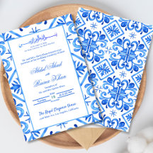 Blue and White Moroccan Mönster Islamic Bröllop