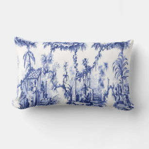 Blue and White Oriental Chinoiserie Lumbarkudde