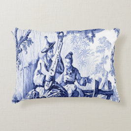 Blue and White Oriental Chinoiserie Prydnadskudde