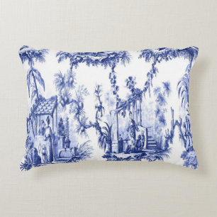 Blue and White Oriental Chinoiserie Prydnadskudde